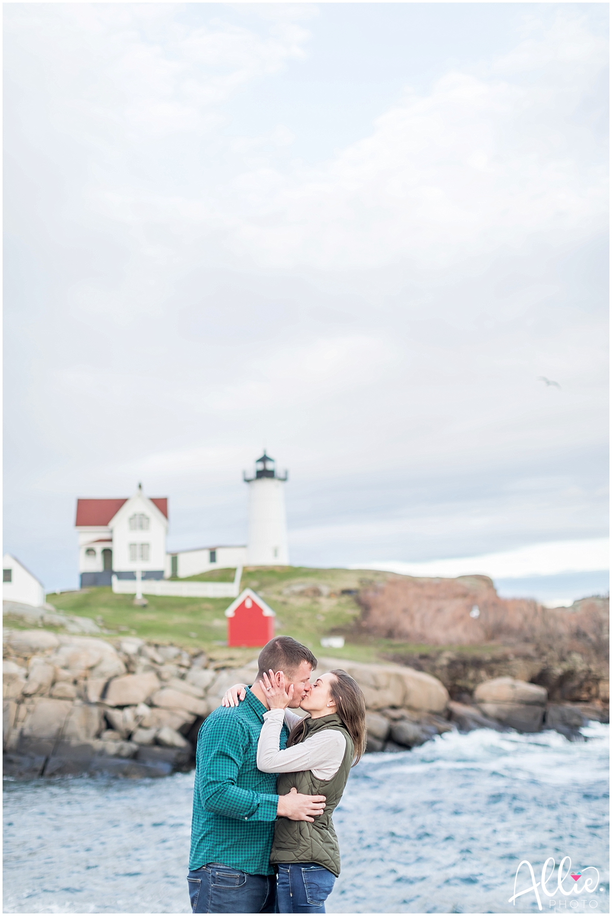 Sarah Mike York Beach Nubble Lighthouse Engagement