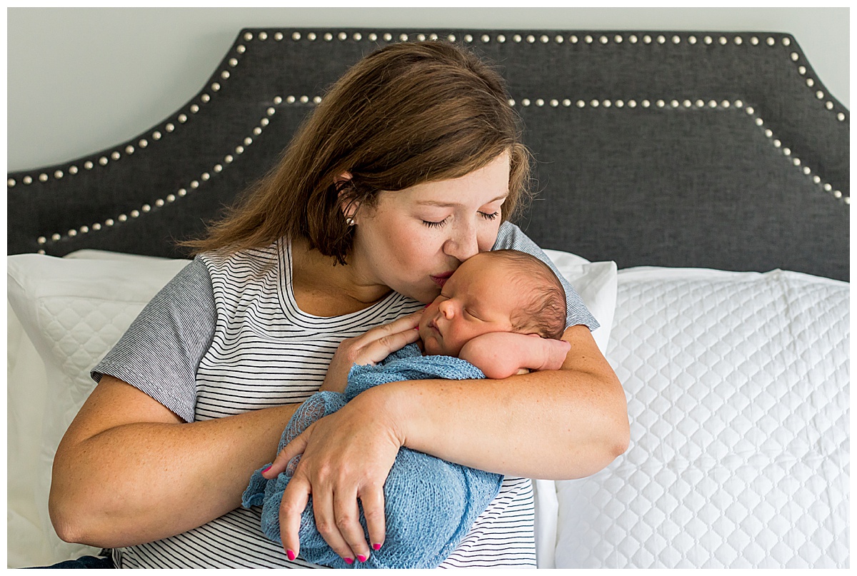 mom and baby in home lifestyle newborn photos