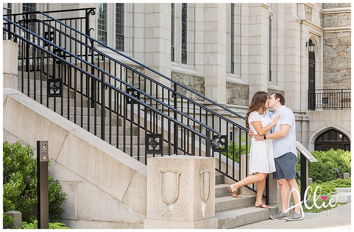 BC engagement pictures on stairs