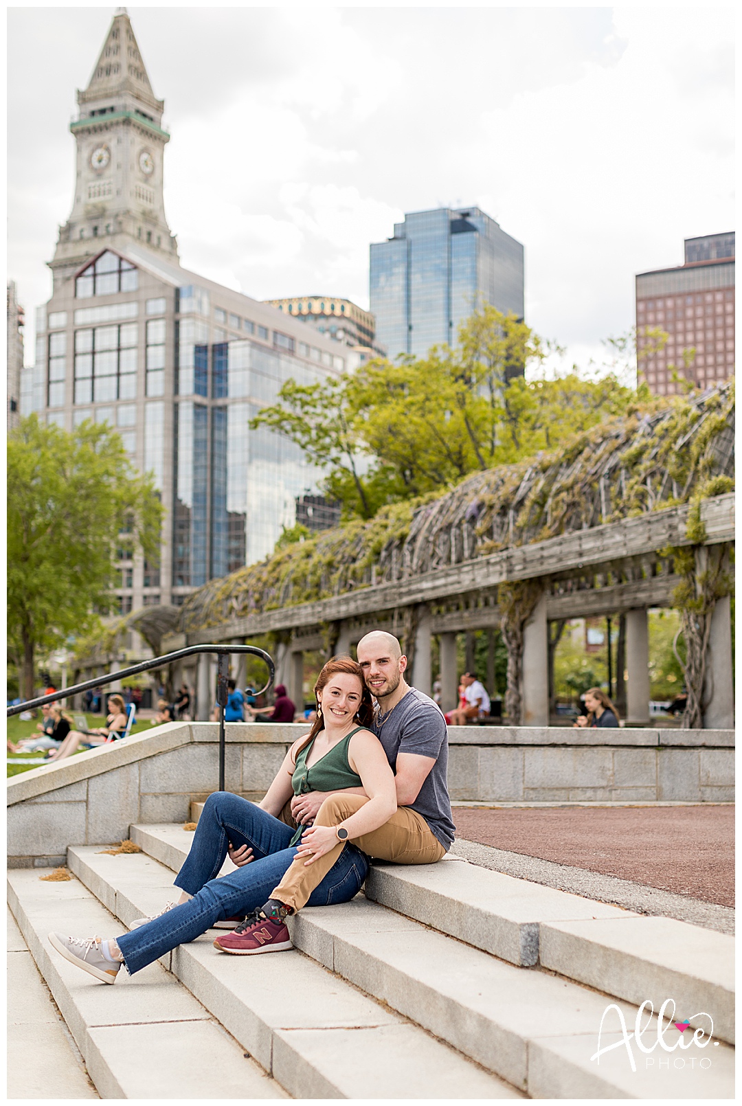 boston couple at Christopher Columbus park