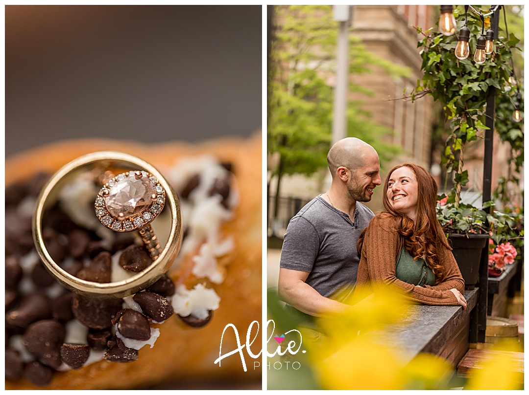 north end boston engagement photos with cannoli