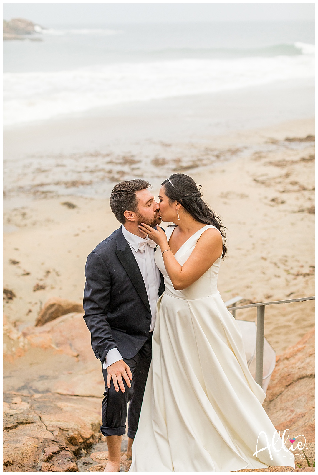 romantic couple on the beach Boston area photographer 