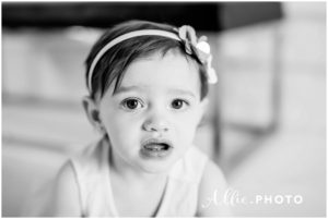 baby girl portrait black and white
