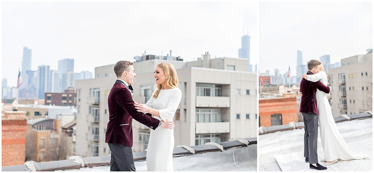 chicago wedding photographer first look rooftop skyline_0074.jpg