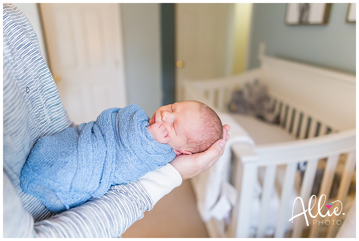 Boston Area at-home Newborn in nursery baby boy