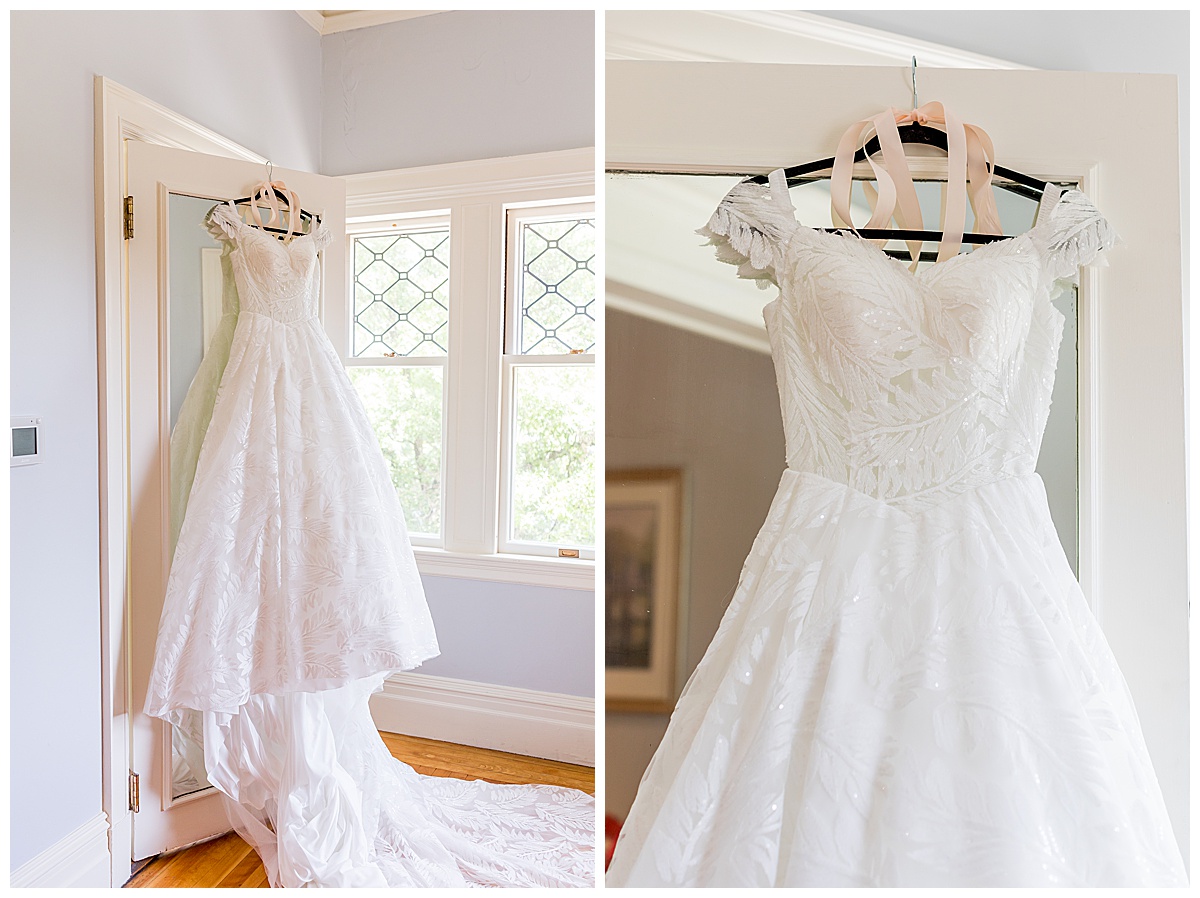 bride's dress at boston university castle Massachusetts photographer