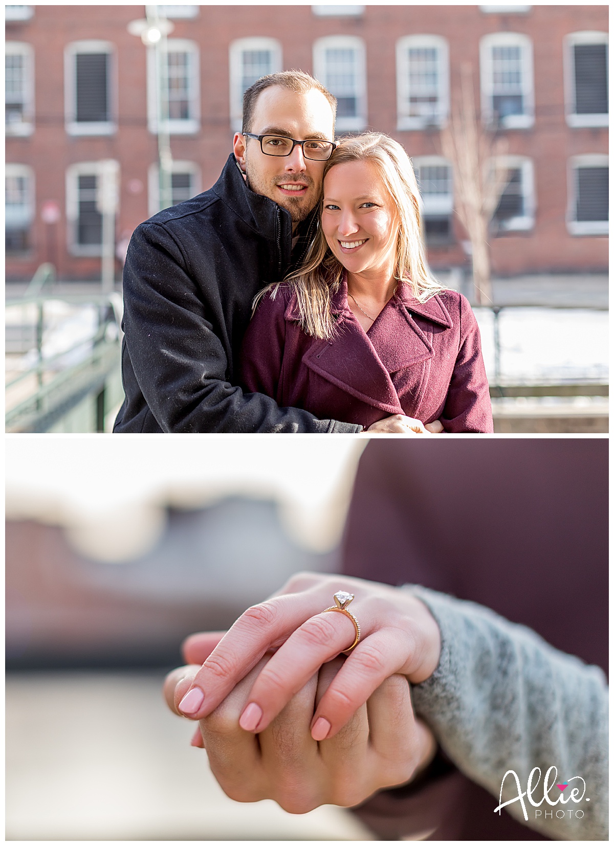 downtown lowell ma winter engagement photos