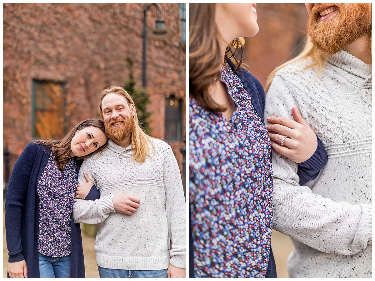Downtown Lowell engaged couple