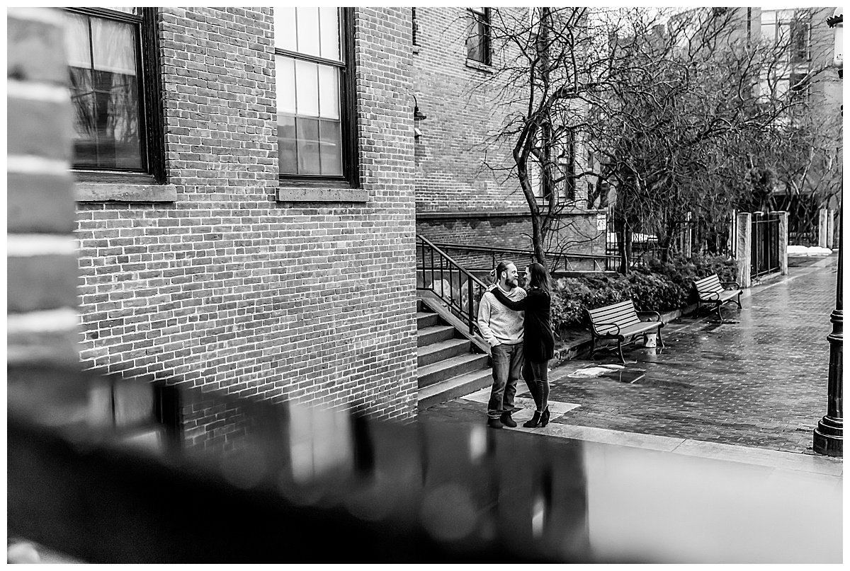 winter engagement session Downtown Lowell ma