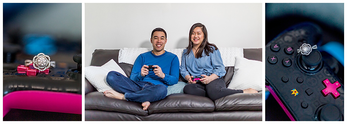 massachusetts at home engagement photos video games