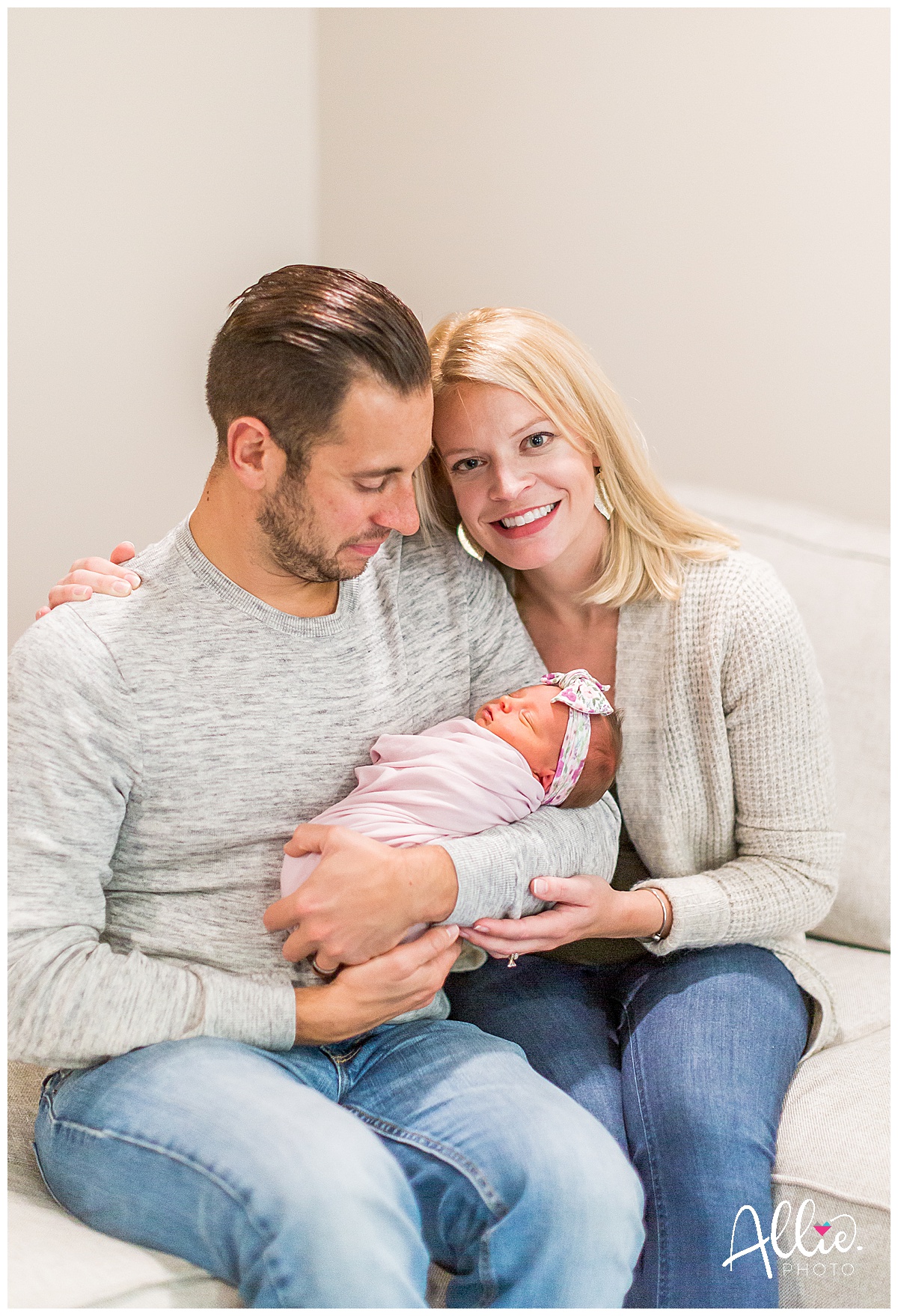 at-home newborn photos with baby 