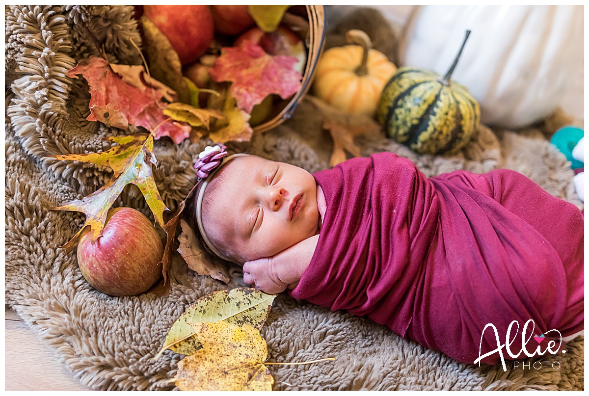 fall newborn photos at home