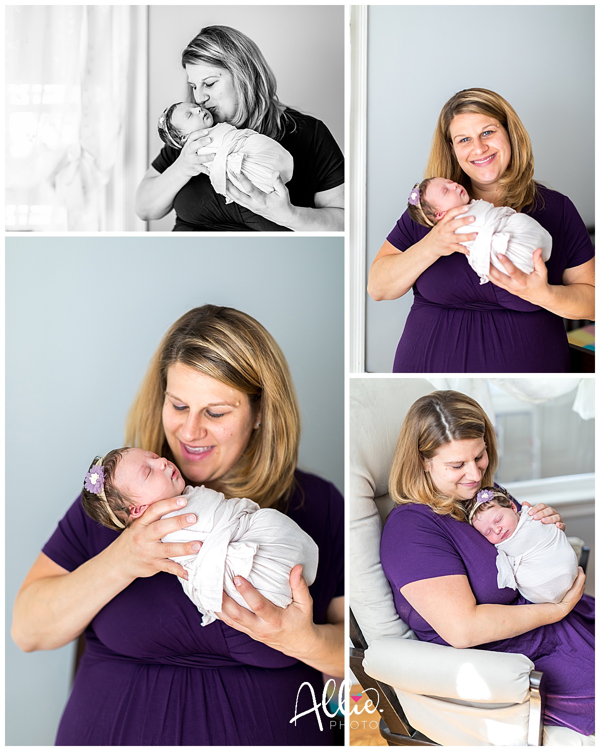 mom and baby girl at-home newborn session