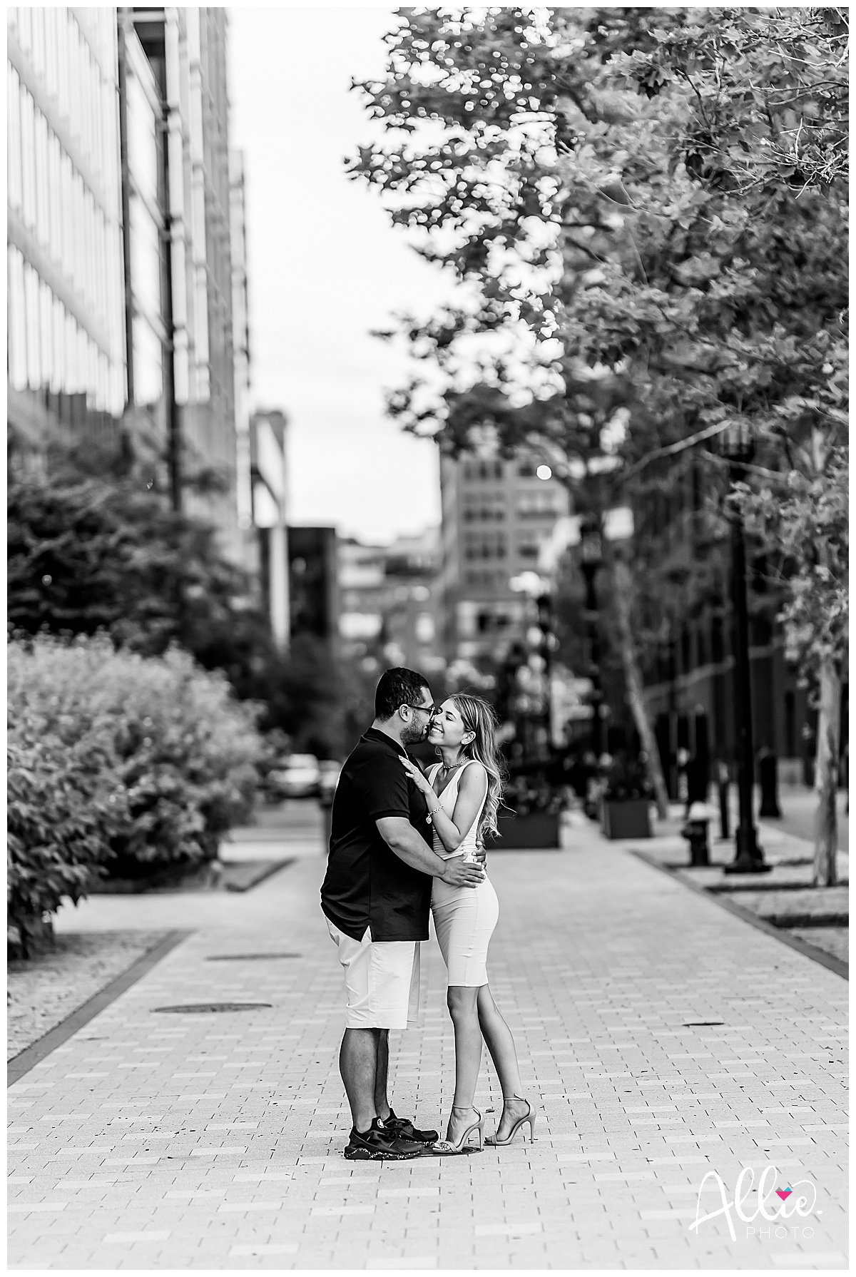 black and white engagement photos boston ma