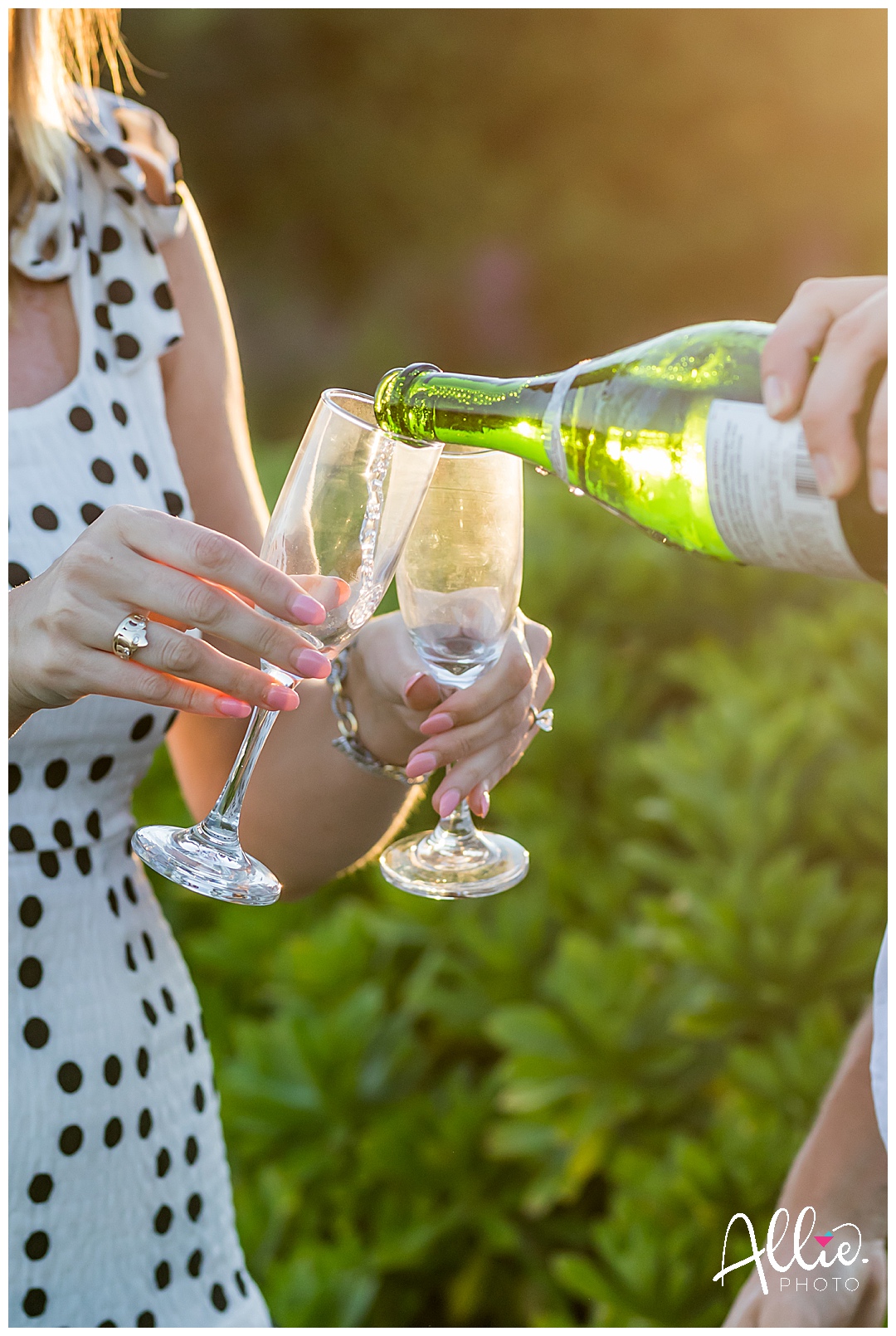 New England wedding photographer Maine champagne cheers