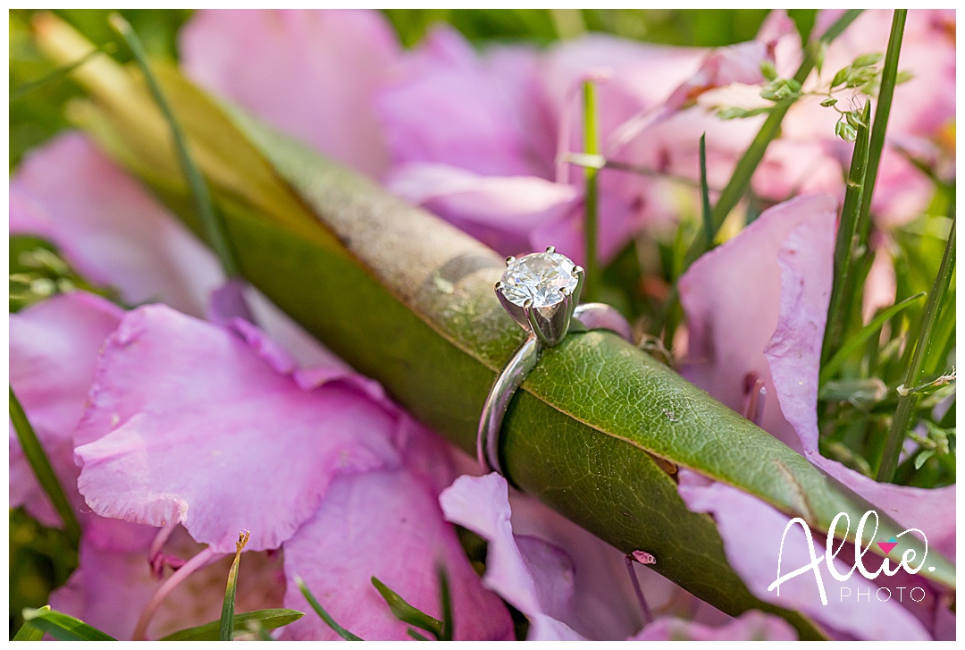 engagement ring with spring blossoms