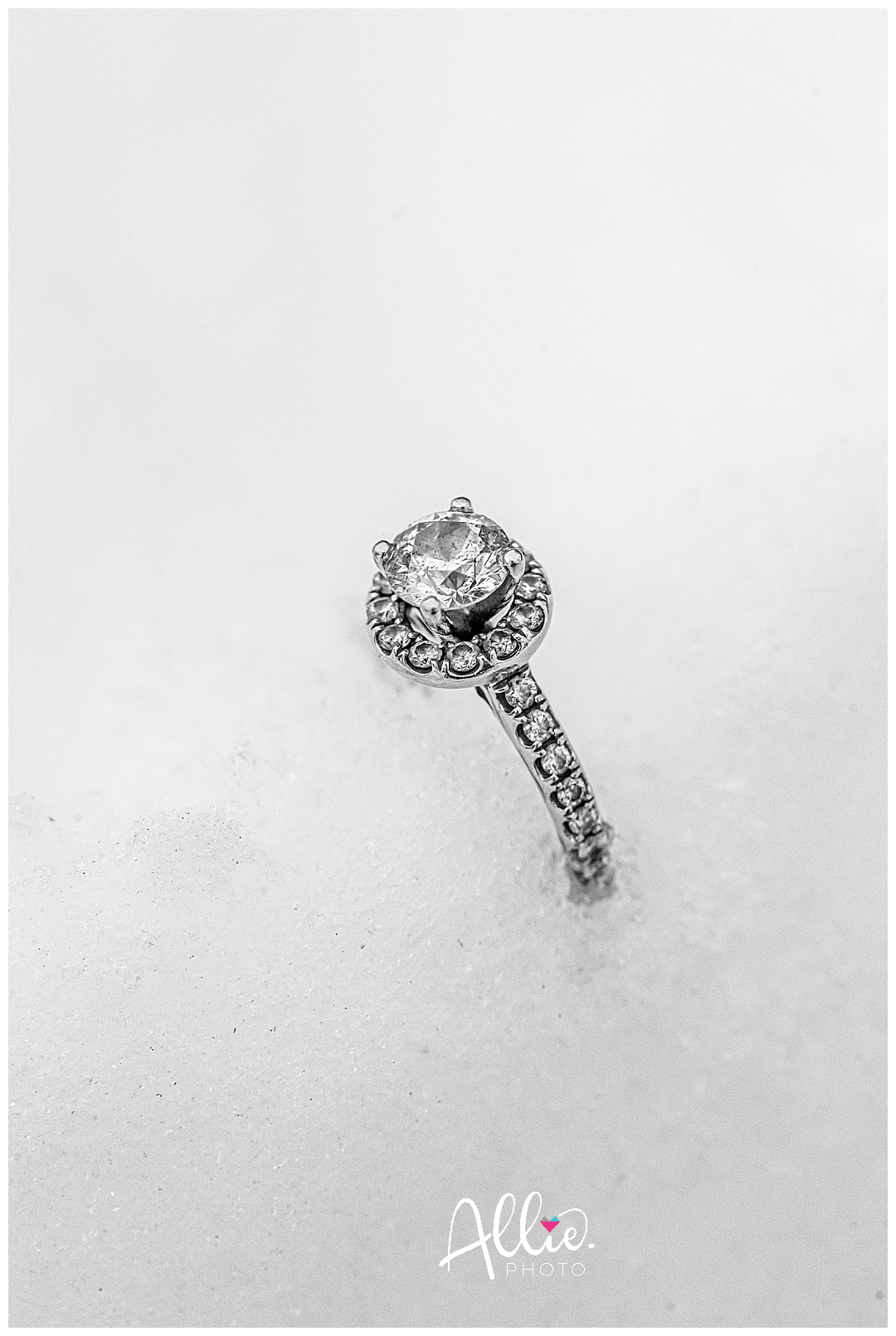 engagement ring in snow