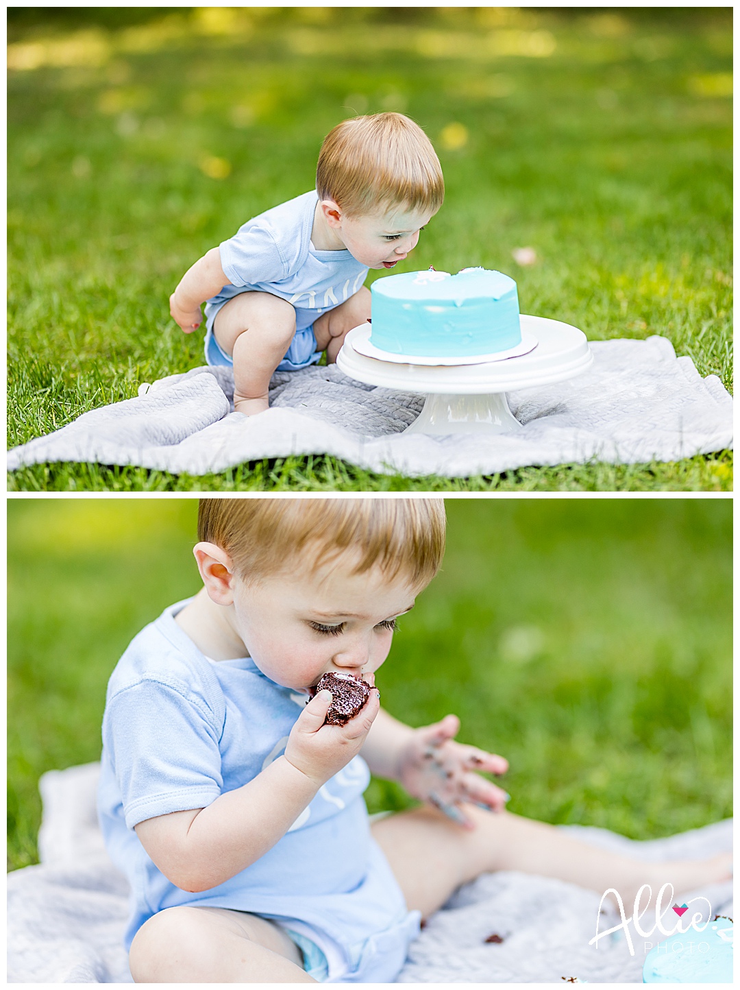 massachusetts family photographer outdoor cake smash baby boy