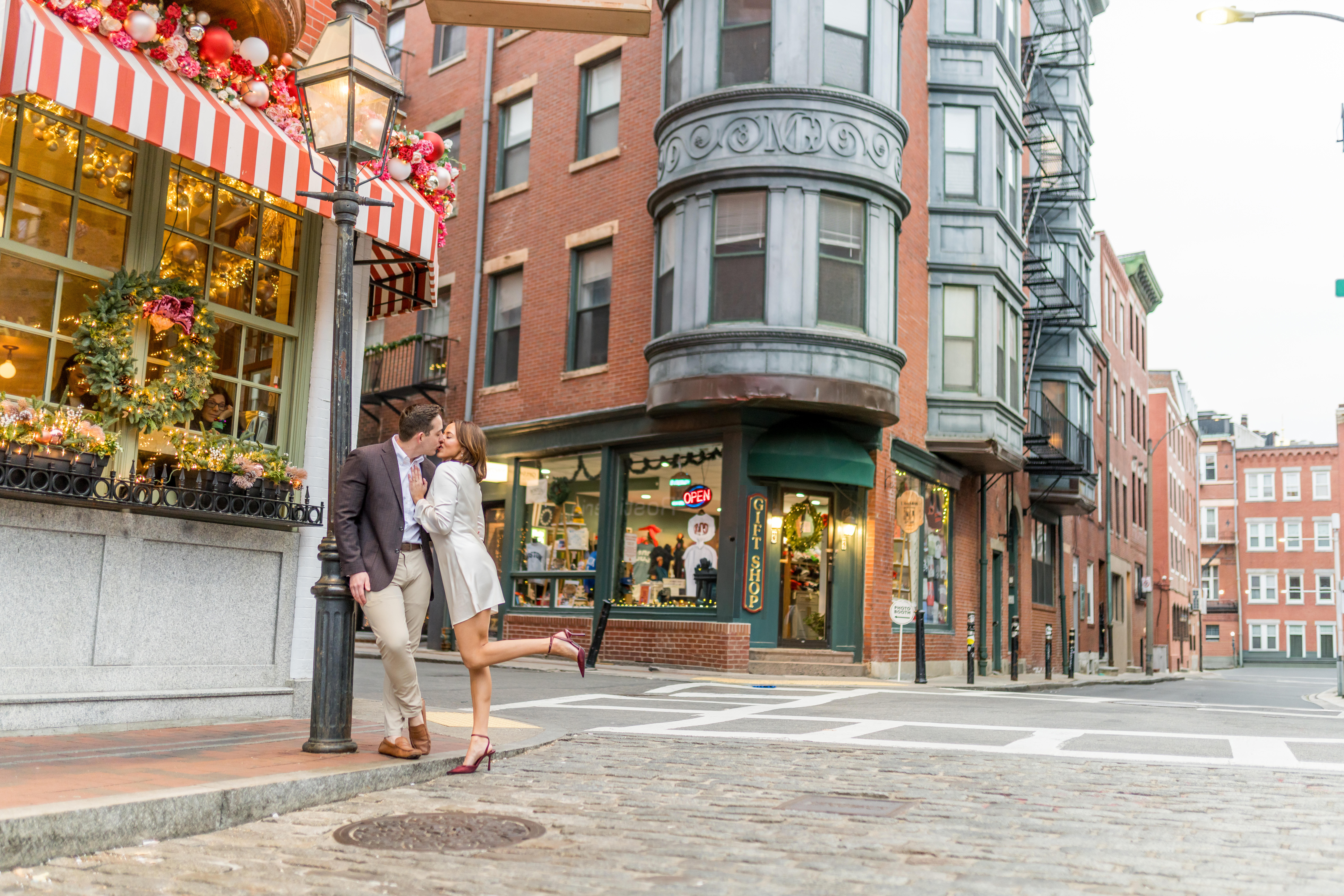 winter north end engagement photos boston
